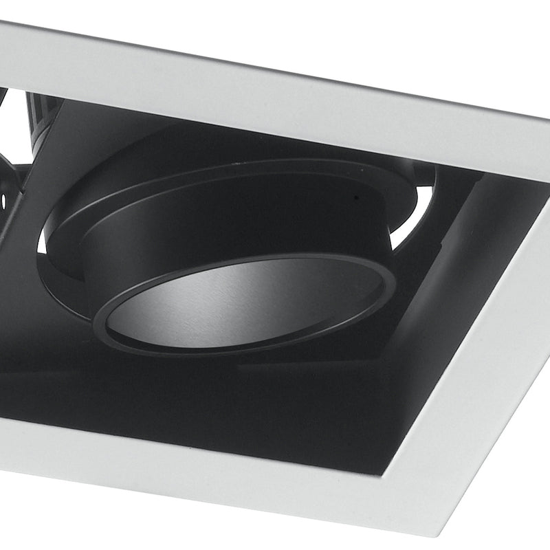 Faretto a Incasso Soffitto Ribassato Bianco Nero 2 Luci Orientabili Led 40 watt Luce Naturale Intec INC-APOLLO-2X20M-3