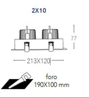 Faretto a Incasso Soffitto Ribassato Bianco Nero 2 Luci Orientabili Led 40 watt Luce Naturale Intec INC-APOLLO-2X20M-4