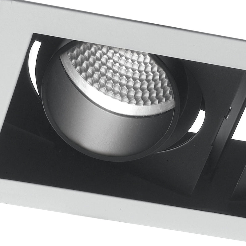 Faretto Incasso 2 Luci Orientabili Bianco Nero Cartongesso Led 60 watt Luce Calda Intec INC-APOLLO-2X30C-2