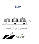 Faretto a Incasso Controsoffitto Bianco Nero Due Luci Orientabili 30 watt Luce Calda Intec INC-APOLLO-3X10C-4