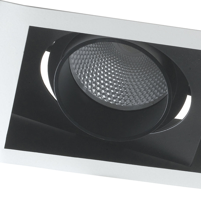 Incasso Cartongesso Nero Bianco 3 Luci Orientabili Faretto Led 30 watt Luce Naturale Intec INC-APOLLO-3X10M-2