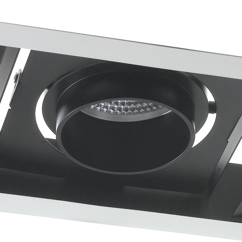 Faretto Tre Luci Orientabili Incasso Bianco Nero Controsoffitto Led 60 watt Luce Calda Intec INC-APOLLO-3X20C-3