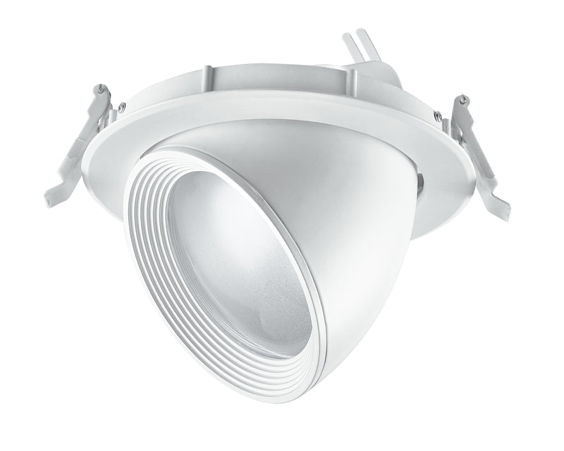 Incasso Controsoffitto Faretto Orientabile Bianco Riflettore Silver Led 20 watt Luce Calda Intec INC-DELTA-20-1