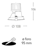 Faretto Incasso Alluminio Bianco Cartongesso Led 10 watt Luce Calda Intec INC-ELITE-1X10C-3