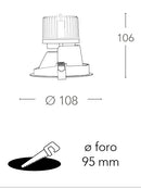 Faretto a Incasso Tondo Bianco Controsoffitto Led 10 watt Luce Naturale Intec INC-ELITE-1X10M-3