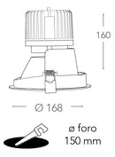 Faretto a Incasso Bianco Tondo Soffitto Ribassato Led 45 watt Luce Calda Intec INC-ELITE-1X45C-3