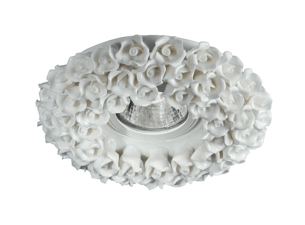 prezzo Spot Encastré Faux Plafond Blanc Porcelaine Artisanale Rose Décoration MR16 Intec INC-FLORENZA