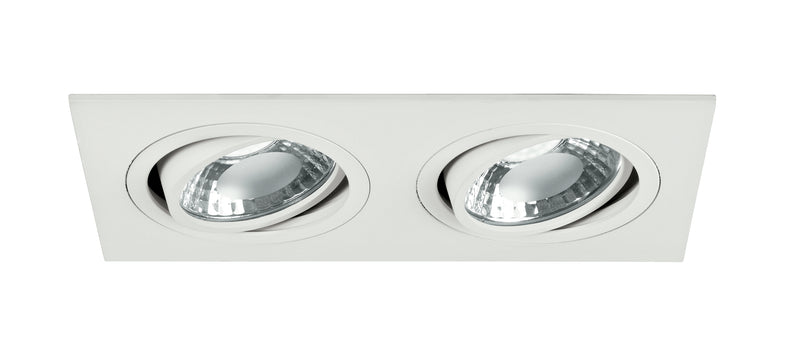 Faretto a Incasso Orientabile Alluminio Bianco Due Luci Led 10 watt 4000 K Intec INC-GEMINI-PL6-1