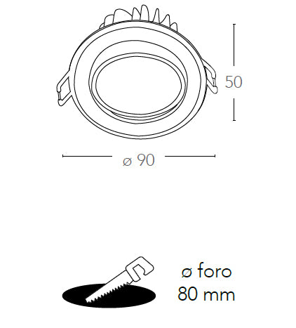 Faretto a Incasso Orientabile Tondo Alluminio Nikel Controsoffitto Led 5 watt 3200 K Intec INC-KRONE-5C-3