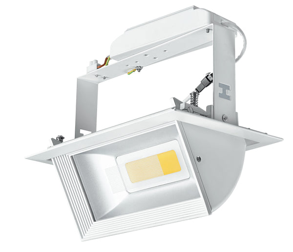 Spot Encastrable Carré plaques de plâtre Blanc Réflecteur Led Argent 30 Watt Lumière Chaude Intec INC-LYBRA-30 sconto