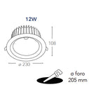 Faretto Tondo Alluminio Bianco Incasso Controsoffittatura Led 60 watt Luce Fredda Intec INC-LYRA-60F-3