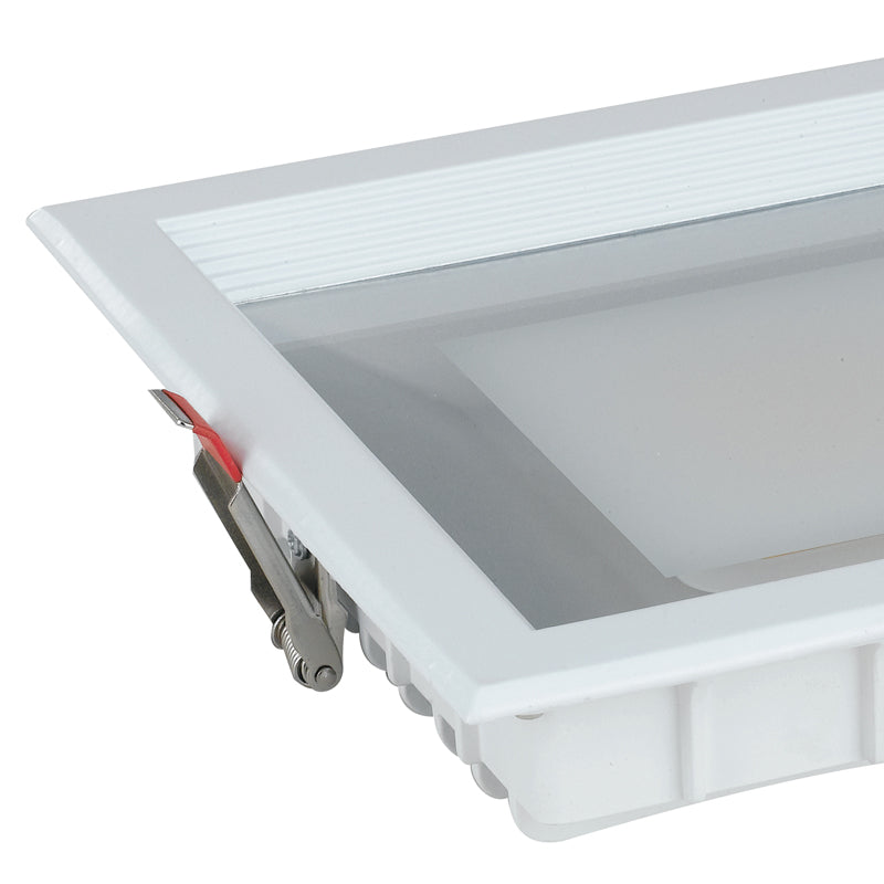 Faretto a Incasso Bianco Satinato Quadrato Alluminio Pressofuso Led 20 watt Luce Fredda Intec INC-MARK-20F-2