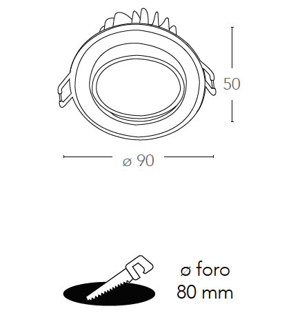 Faretto Quadrato Orientabile Alluminio Bianco Incasso Cartongesso Led 5 watt Luce Calda Intec INC-POUND-5C-4