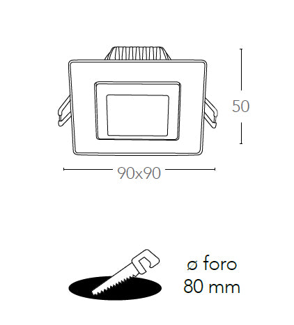 Faretto Alluminio Nikel Orientabile Incasso Cartongesso Led 5 watt Luce Fredda Intec INC-POUND-5F-4