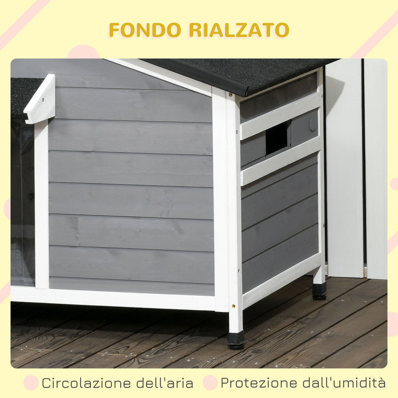 Cuccia Casetta per Cani 109x79x72 cm in Legno Grigio-8