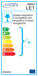 Lampadario 3xE14 Montatura Marrone Vetro Nuvolato Paglierino E-Energy Irene-2