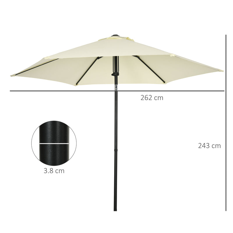 Ombrellone da Giardino Ø262x243 cm in Metallo e Poliestere Beige-3