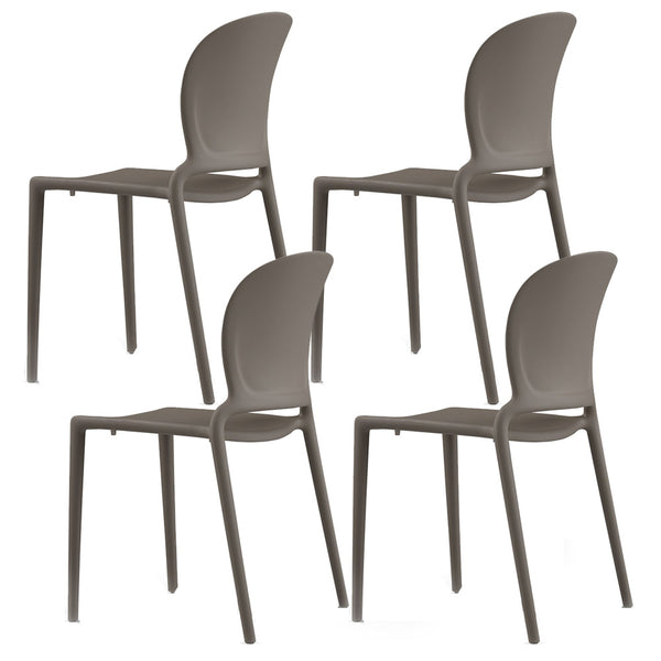 sconto Lot de 4 Chaises Empilables 83x48x55 cm en Polypropylène et Fibre de Verre Jasmine Tortora