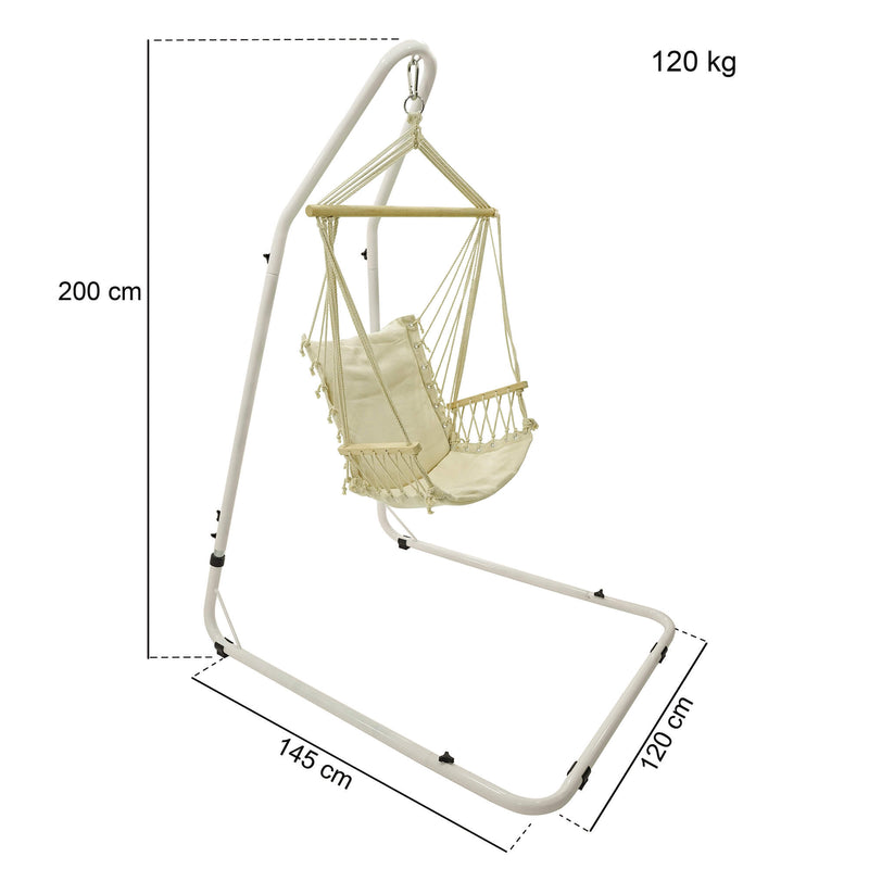 Amaca Sedia Sospesa con Supporto 200x145x120 cm Max 120 Kg Narciso Bianca-8