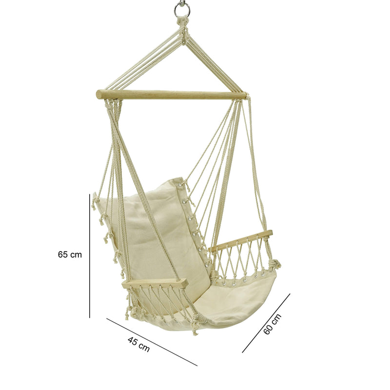 Amaca Sedia Sospesa con Supporto 200x145x120 cm Max 120 Kg Narciso Bianca-9