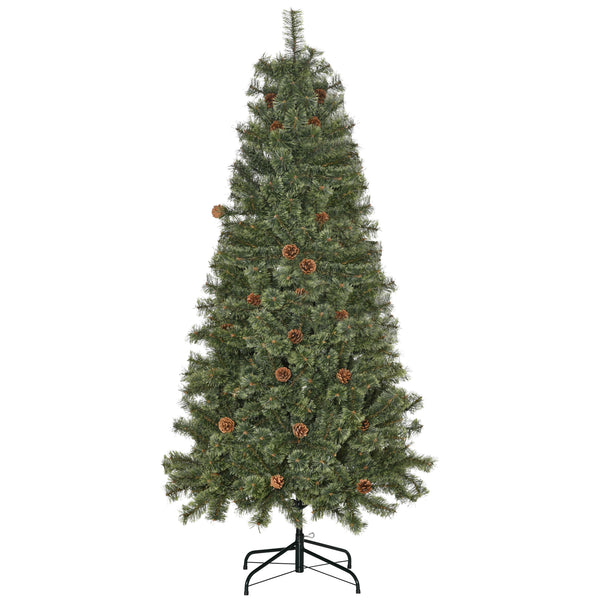 acquista Sapin de Noël Artificiel H180 cm 450 Branches avec Pommes de Pin Décoratives et Socle en Métal Vert