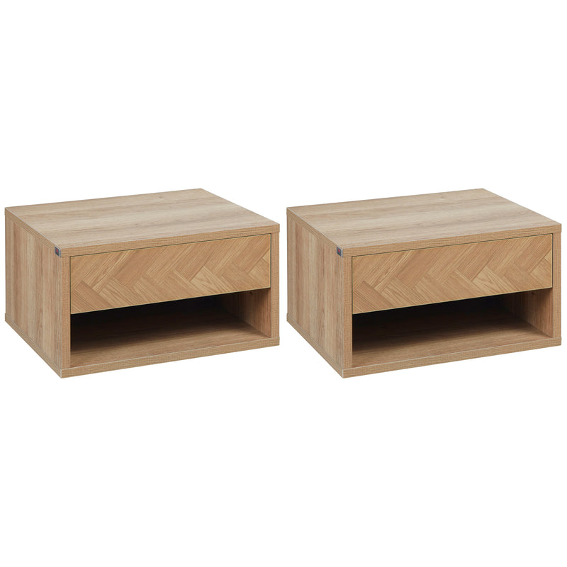 Set 2 Comodini Sospesi 37x32x21 cm in Legno Naturale-1