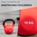 Kettlebell 10 Kg 19x12x22 cm in Metallo e Neoprene Rosso-5