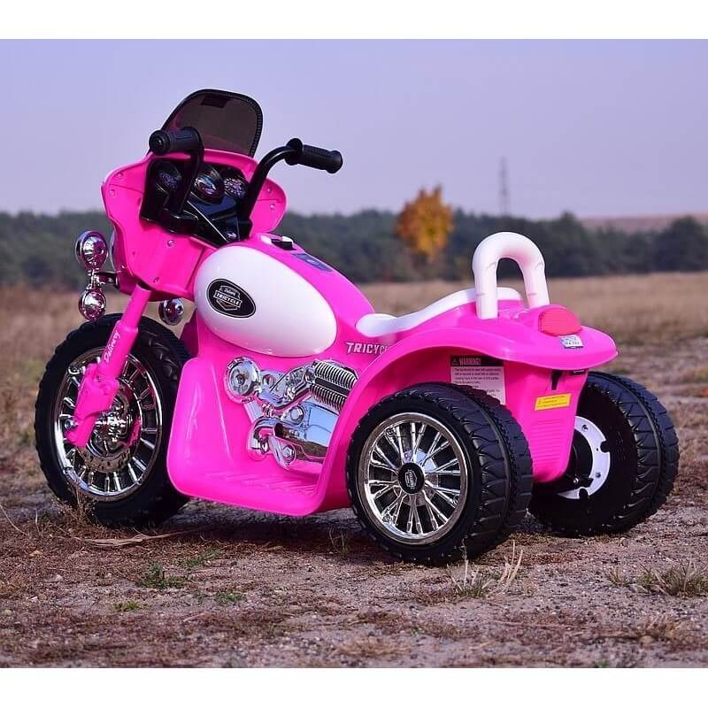 Mini Moto Elettrica per Bambini 6V Police Polizia Rosa-9