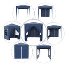 Gazebo Pieghevole Pop Up 2x2m in Poliestere e Acciaio Blu-4