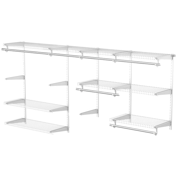 Organizer in Acciaio da Parete 249,4x38,8x162 cm 9 Ripiani Regolabili e 5 Aste per Appendere in Acciaio Bianco prezzo