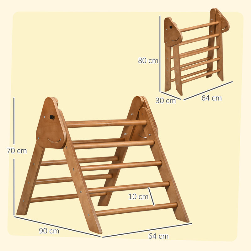 Triangolo da Arrampicata Pieghevole per Bambini 90x64x70 cm in Legno di Faggio Marrone chiaro-3