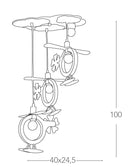 Lampadario 3 Sospensioni Elicottero Legno Cameretta E14 Ambiente K-ELICHE/S3-4