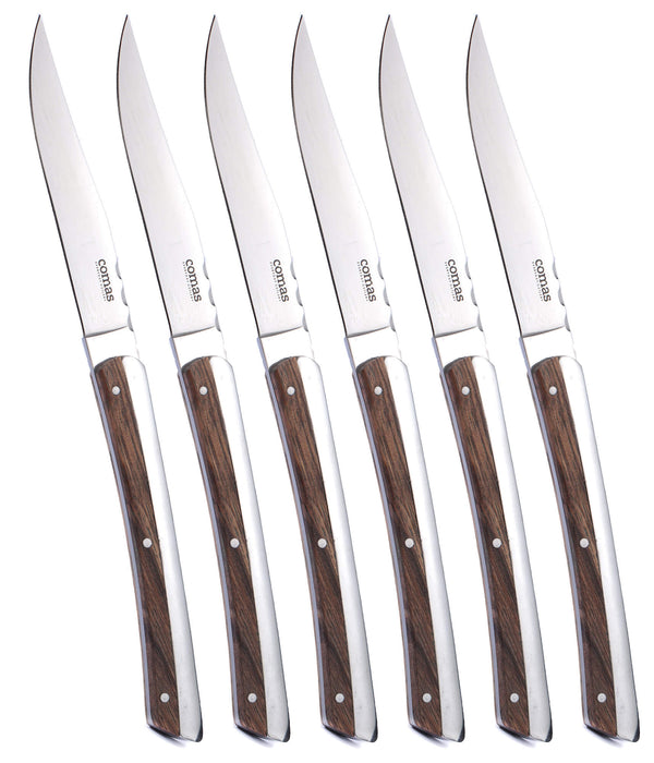 Set de 6 Couteaux à Steak Lame Lisse Manche Bois K2 online