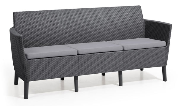 Canapé de jardin 3 places 187x66,5x76 cm en résine anthracite Keter Salemo acquista