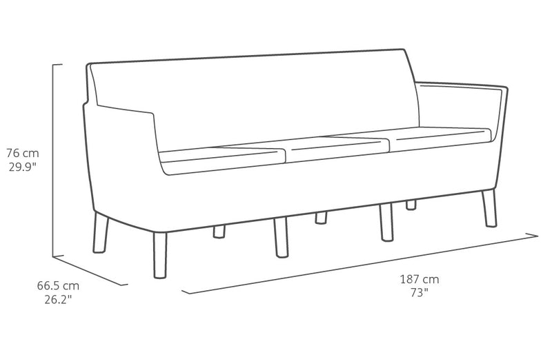 Divano 3 Posti da Giardino 187x66,5x76 cm in Resina Keter Salemo Antracite-2