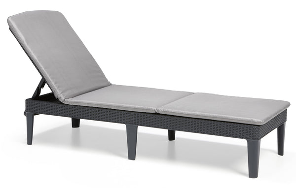 sconto Chaise longue de jardin 187,5x58x29 cm avec coussin en résine Keter Jaipur Anthracite