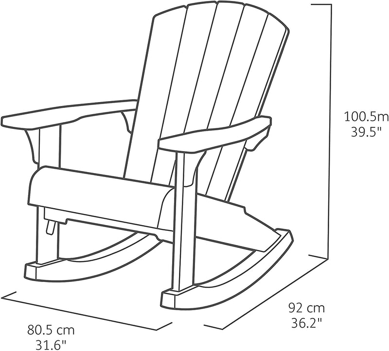 Poltrona Dondolo da Giardino 80,5x92x100,5 cm in Resina Keter Rocking Adirondack Bianco-5