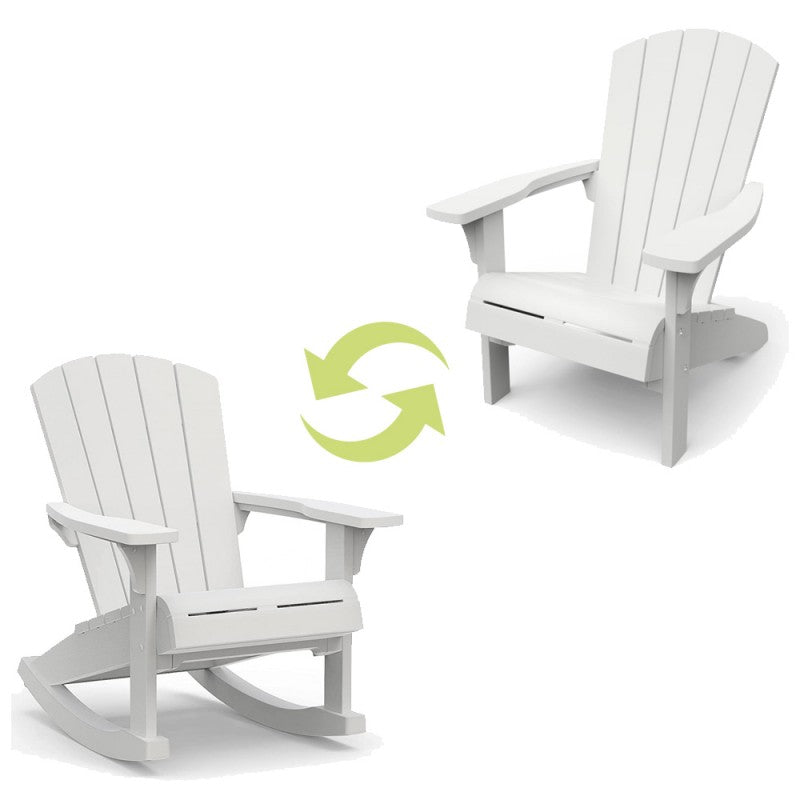 Poltrona Dondolo da Giardino 80,5x92x100,5 cm in Resina Keter Rocking Adirondack Bianco-6