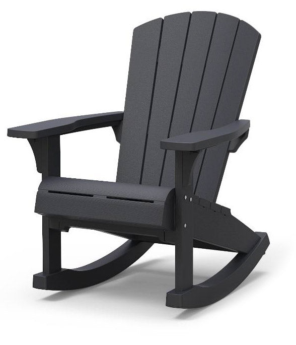 sconto Fauteuil à Bascule de Jardin 80,5x92x100,5 cm en Résine Keter Rocking Adirondack Anthracite