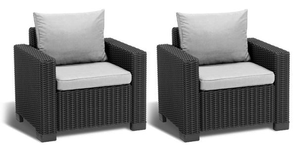 Lot de 2 Fauteuils de Jardin 83x68x71,5 cm en Résine Keter California Anthracite sconto