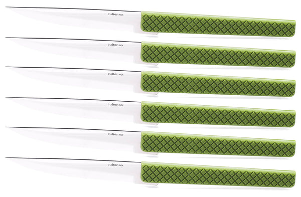 Set de 6 Couteaux de Table Lame Lisse Manche Polypropylène K8 Tortue Vert prezzo