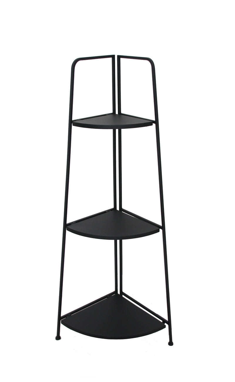 Partavaso Angolare 3 Ripiani 49x34x116 cm in Metallo Nero-1