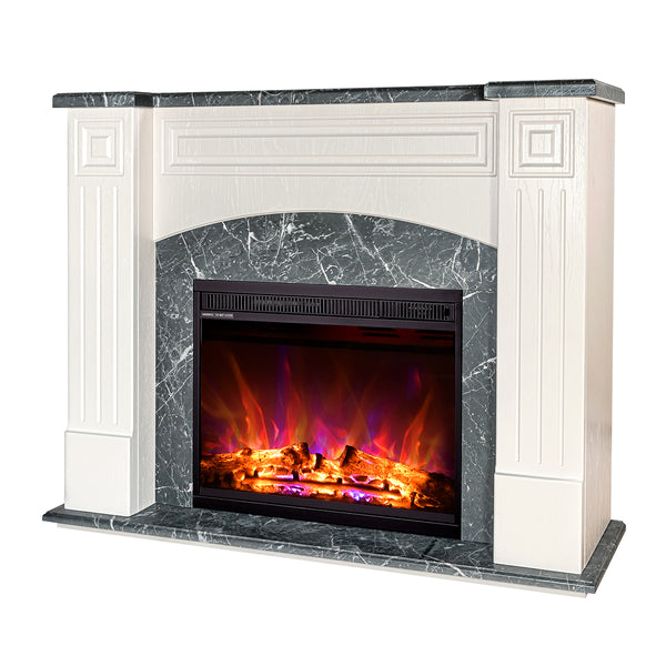 sconto Camino Elettrico da Pavimento 90x115x32 cm Effetto Fiamma 1500W Magnolia & Lorance Ivory/dark gray