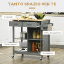 Carrello da Cucina 88,5x46x91,5 cm in Legno MDF e Vetro Grigio-4