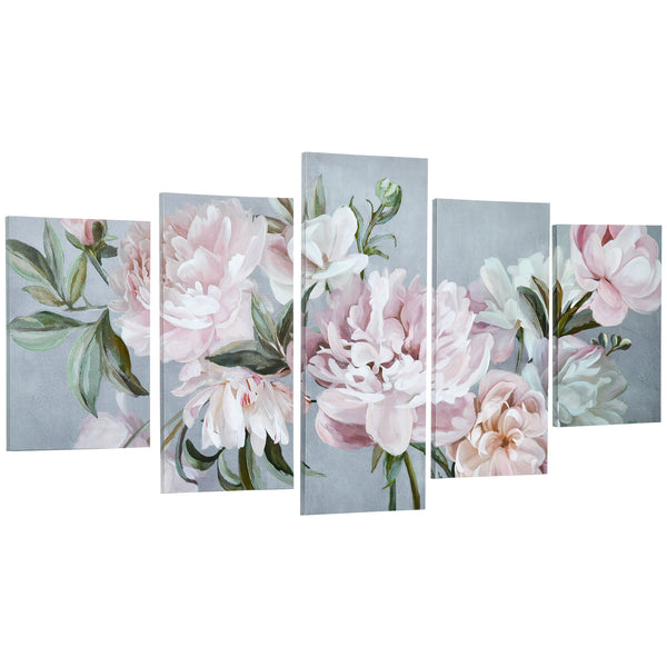 sconto Impression sur Toile avec Fleurs 200x100 cm 5 Pièces en Bois de Pin