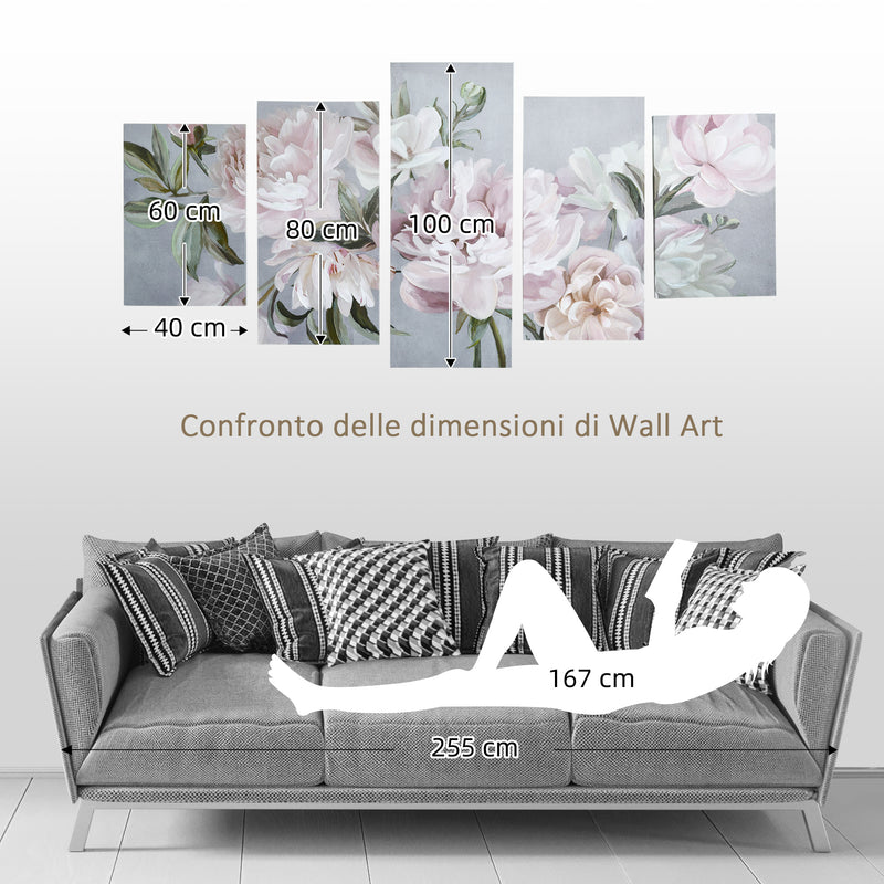 Stampa su Tela con Fiori 200x100 cm 5 Pezzi in Legno di Pino-6