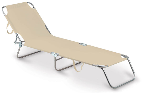 Chaise longue de jardin pliante en acier beige prezzo