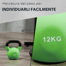 Kettlebell 12 kg per Allenamento Spalle e Bicipiti 20x13x23 cm in Metallo e Gomma Verde-5