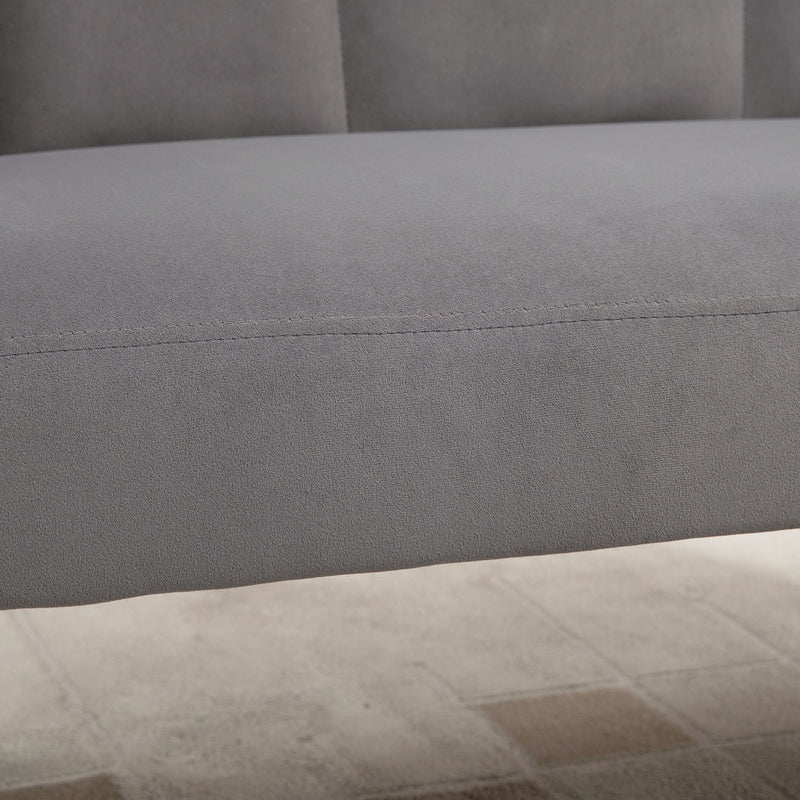 Divano 2 Posti con Gambe in Metallo 132x66x80 cm in Tessuto Vellutato Grigio-9