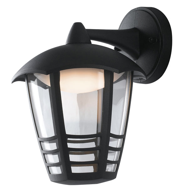 online Lanterne vers le bas avec grille en aluminium noir, diffuseur externe en polycarbonate, LED 12 watts, lumière naturelle